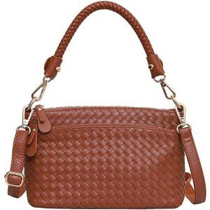 Vegan Leather Tote Bag With Adjustable Strap Brown
